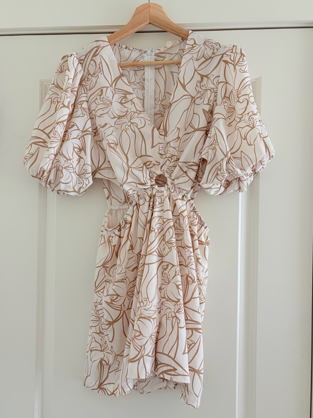 entro Cream and Tan Floral Cutout Romper